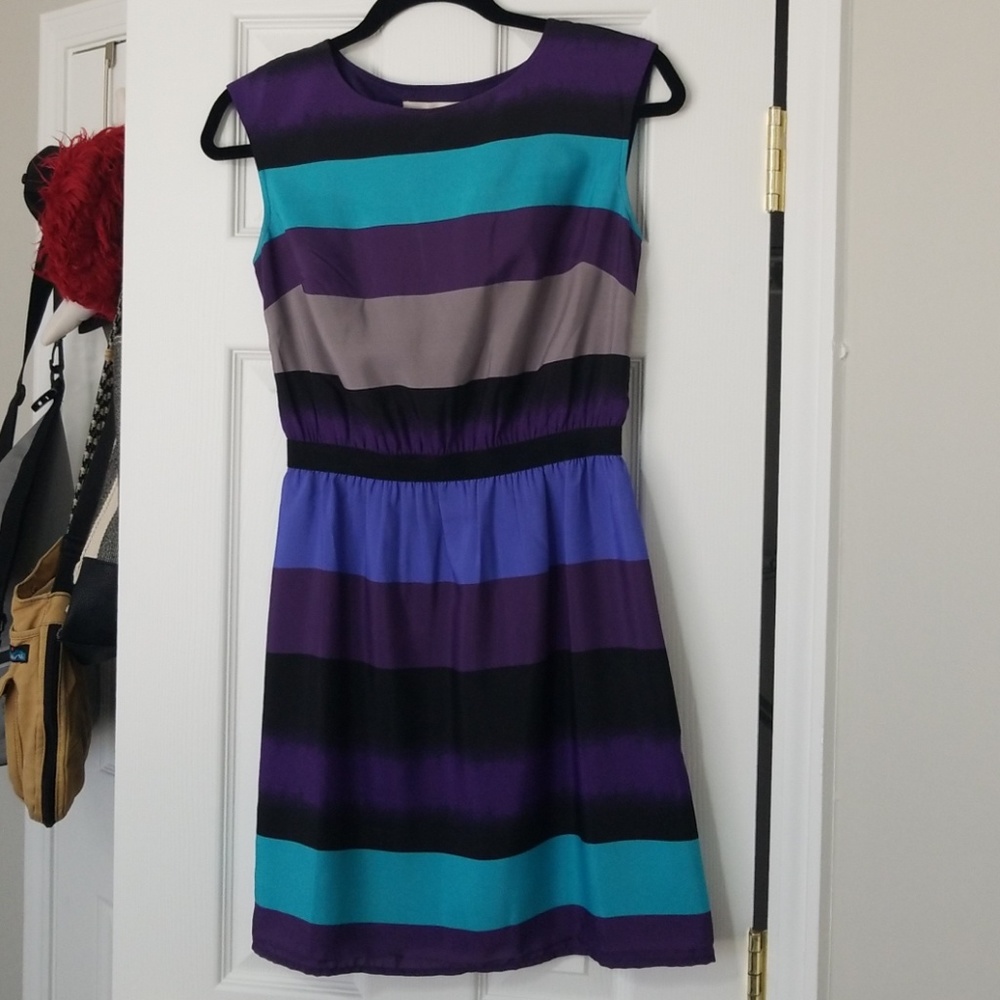 LOFT Blue and Purple Striped Dress